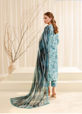 Printed Essentials by Farasha Embroidered Lawn 3 Piece Unstitched Suit FSH24 FPE-06 AQUA BERYL